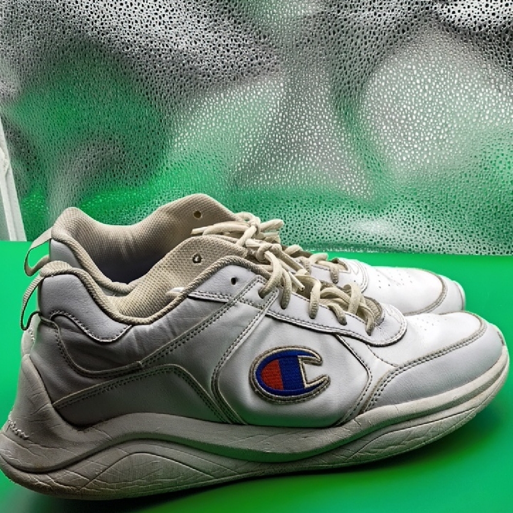 Champion White Leather Sneakers with Blue & Red 'C' Logo